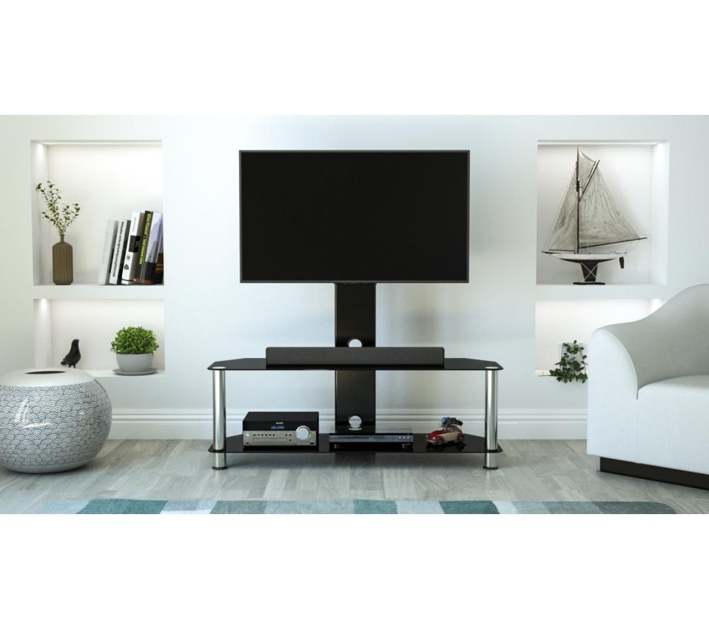 AVF 1140 mm TV Stand with Bracket for 32-65" TVs - Black & Chrome image number 8 of 8