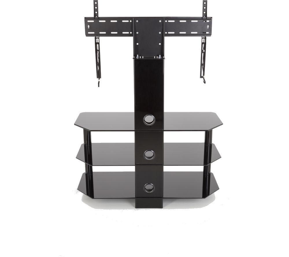AVF 'SDCL900BB' Classic SDCL Glass Column TV Stand in Black Glass Shelves & Black Legs, Max TV Weight 40kg, VESA Compatible 660 x 400, Cable Management for TVs 37