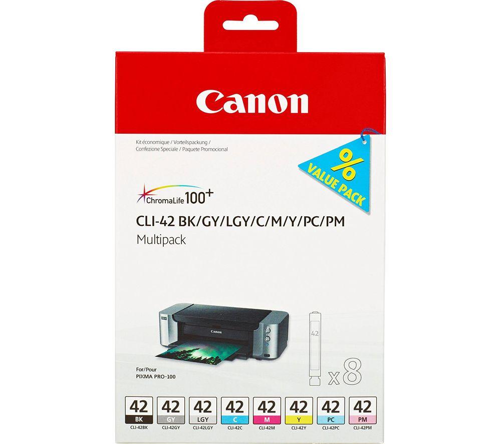 Canon CLI-42 Black, Grey, Light Grey, Cyan, Magenta, Yellow Ink Cartridges - Multipack, Magenta,Grey