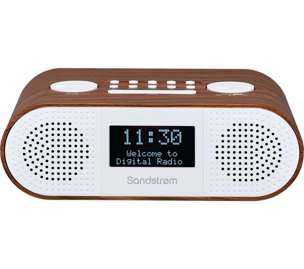 SANDSTROM S-DBTW18 DABﱓ Bluetooth Clock Radio - Wood, Brown,White