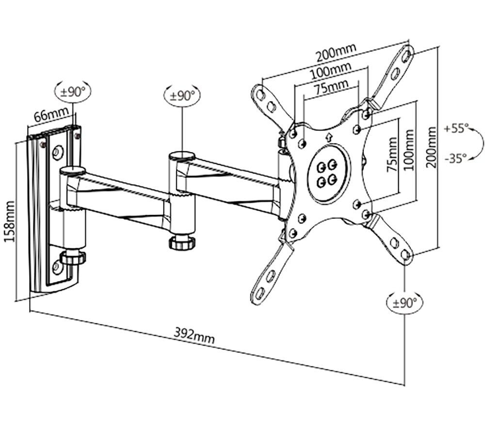PROPERAV TV-A1822S Full Motion 13-43" TV Bracket image number 10 of 10