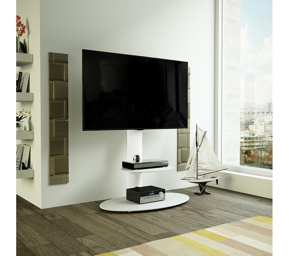 AVF Lugano 800 mm Oval Pedestal TV Stand for 32-65" TVs - White image number 9 of 9