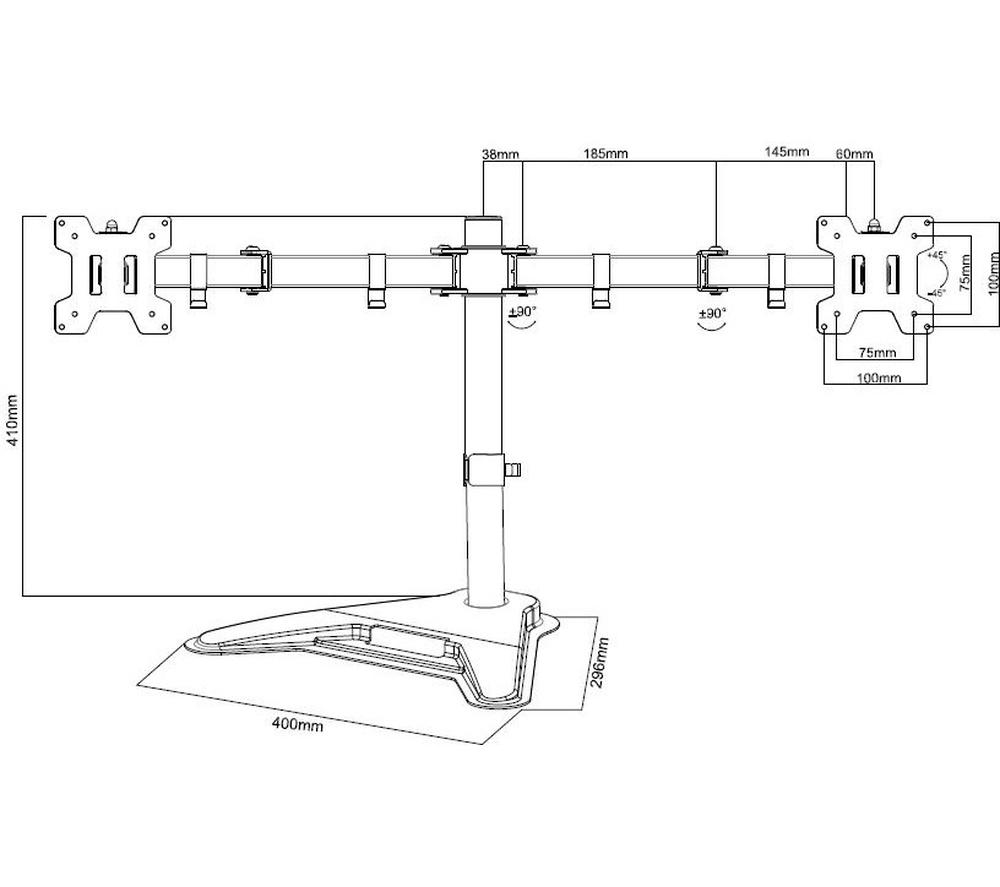 PROPERAV PB141 Dual Arm Full Motion 17-32" Monitor Desk Mount image number 9 of 12