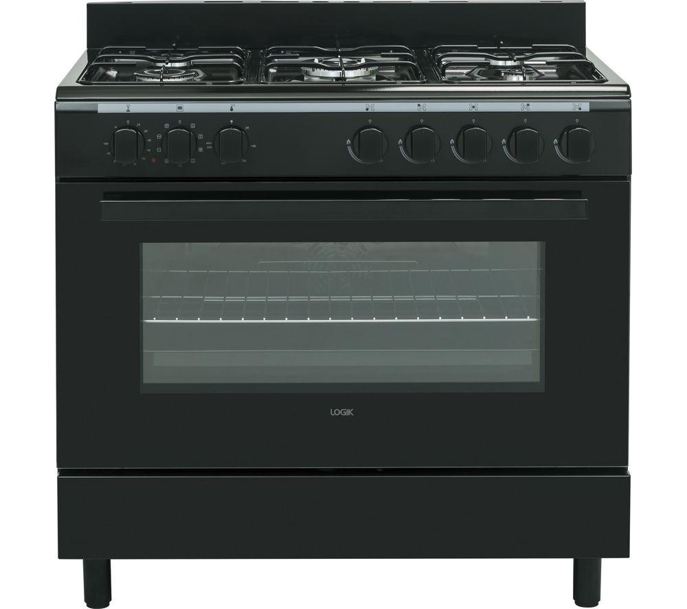 LOGIK LFTG90B18 90 cm Duel Fuel Range Cooker ? Black, Black