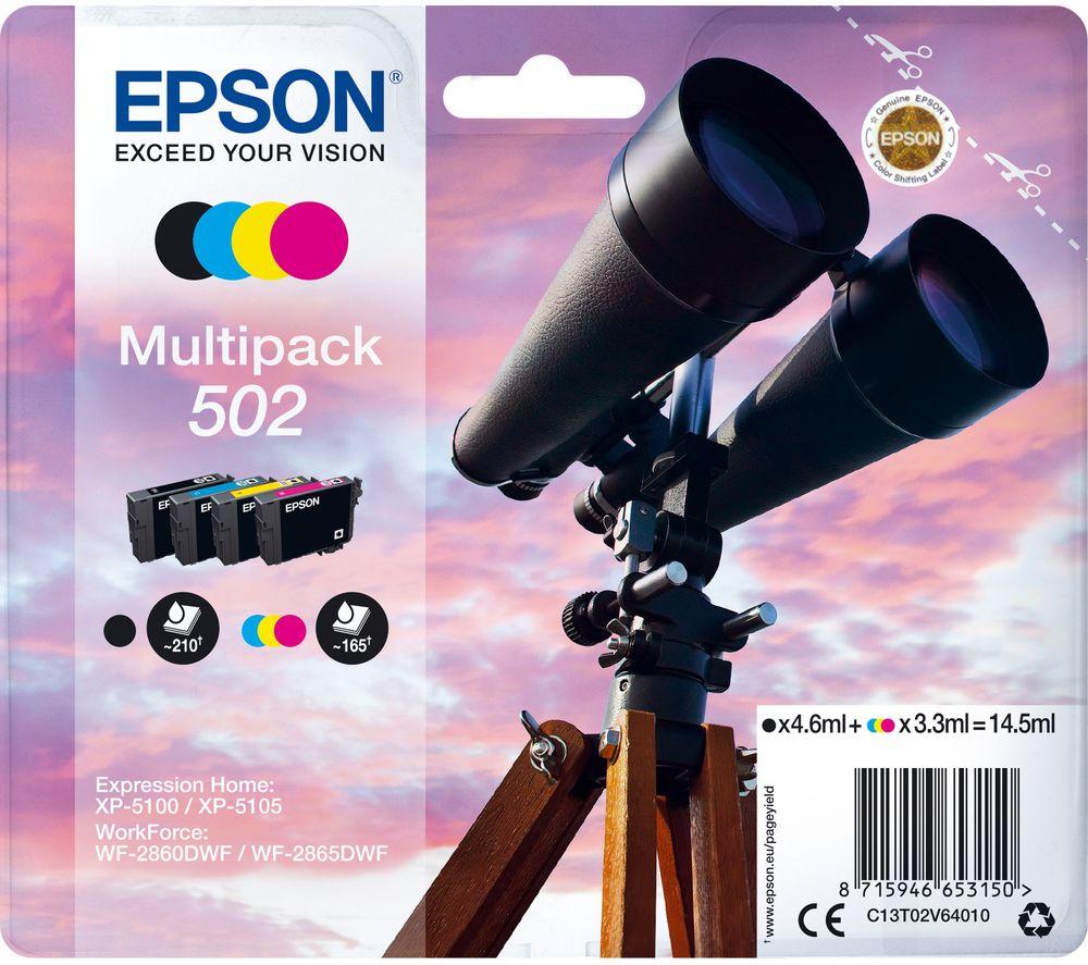 EPSON C13T02V64010 Inkjet Cartridge, Black/Yellow/Magenta/Cyan, Pack of 4 &C13T02V14010 Standard Inkjet Cartridge - Black