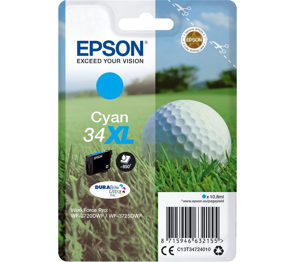 Epson 34 Golf Ball XL Cyan Ink Cartridge, Cyan