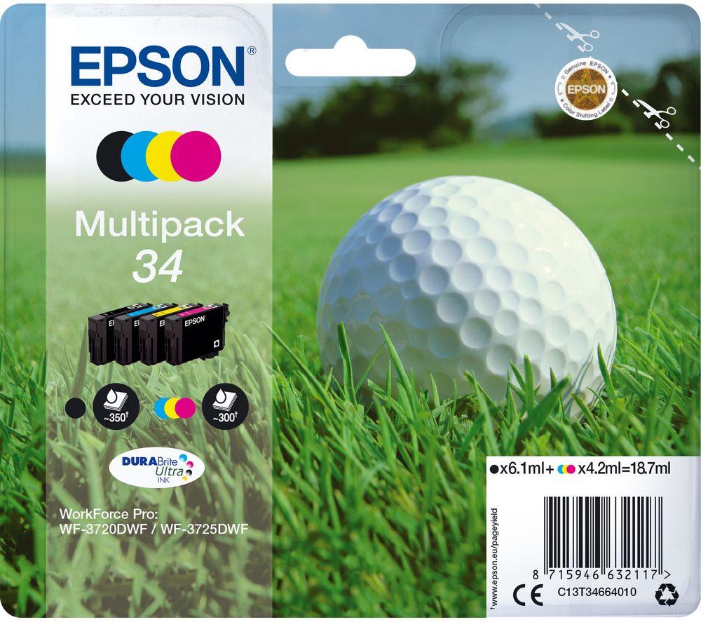 Epson 34 Golf Ball Cyan, Magenta, Yellow & Black Ink Cartridges - Multipack, Black,Yellow,Cyan,Magen