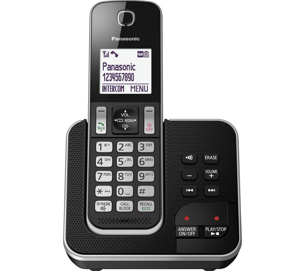 PANASONIC KX-TGD620EB Cordless Phone, Black