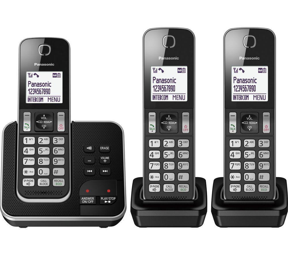 PANASONIC KX-TGD623EB Cordless Phone - Triple Handsets Black