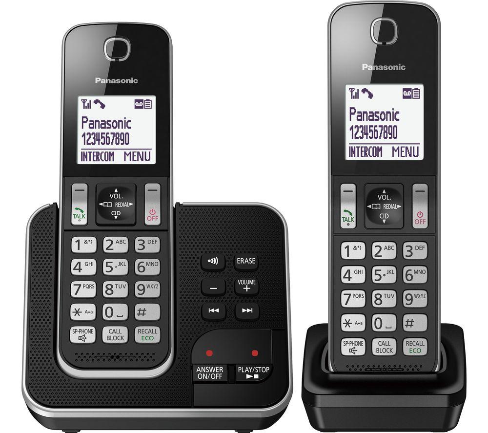 PANASONIC KX-TGD622EB Cordless Phone - Twin Handsets, Black