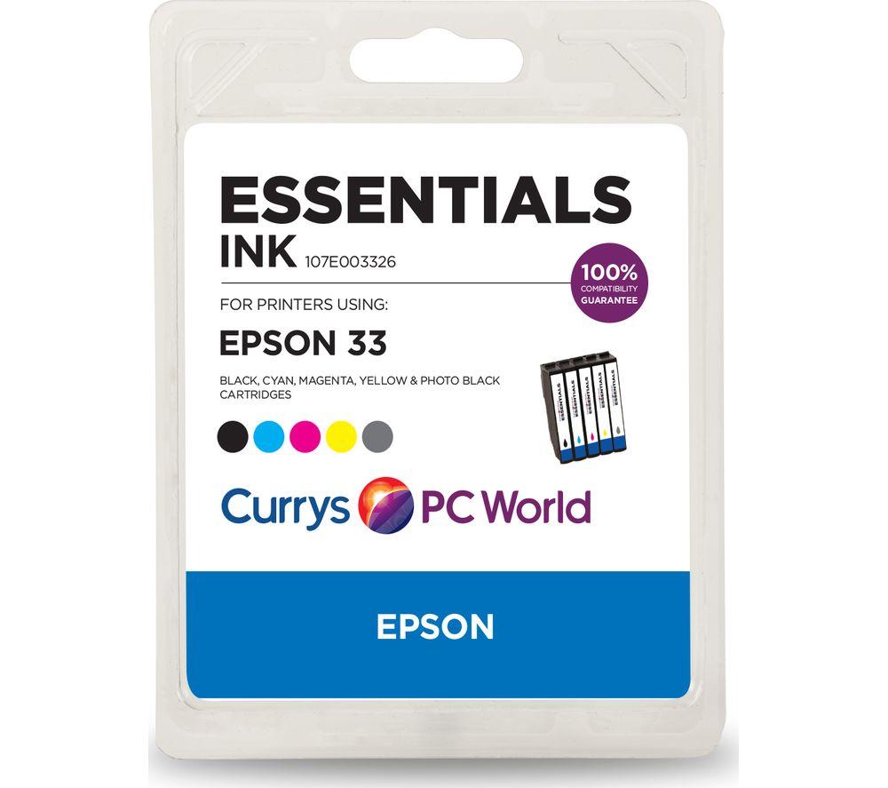 Essentials Epson 33 5 Colour Ink Cartridges Multipack Black Yellow Magenta Cyan