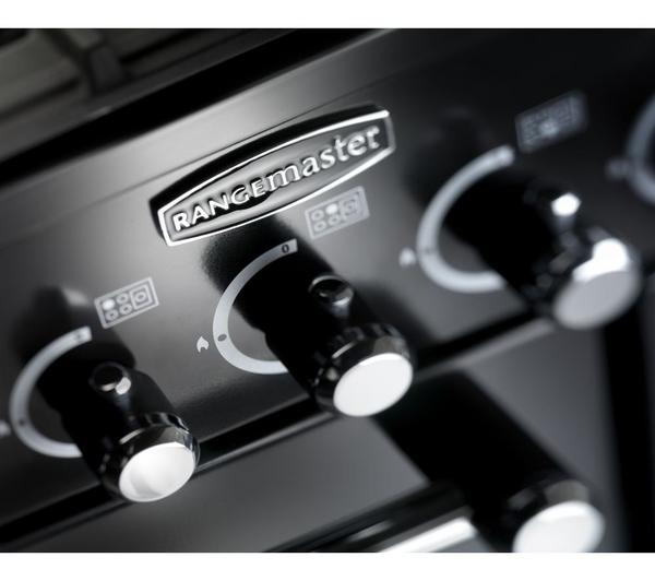 RANGEMASTER Kitchener 100 cm Dual Fuel Range Cooker - Black & Chrome image number 1