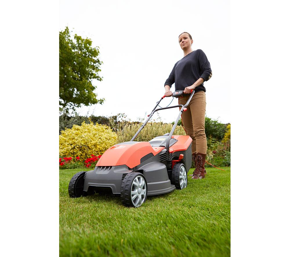 FLYMO Speedi-Mo 360C Rotary Lawn Mower - Orange & Grey image number 8 of 9