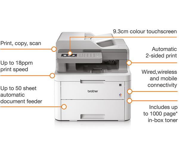 BROTHER DCPL3550CDW All-in-One Wireless Laser Colour Printer image number 1