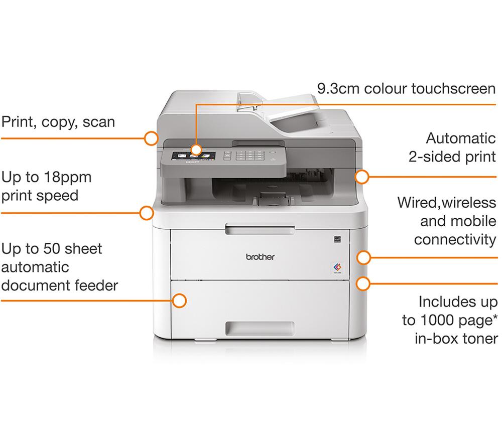 Buy BROTHER DCPL3550CDW AllinOne Wireless Laser Colour Printer Currys