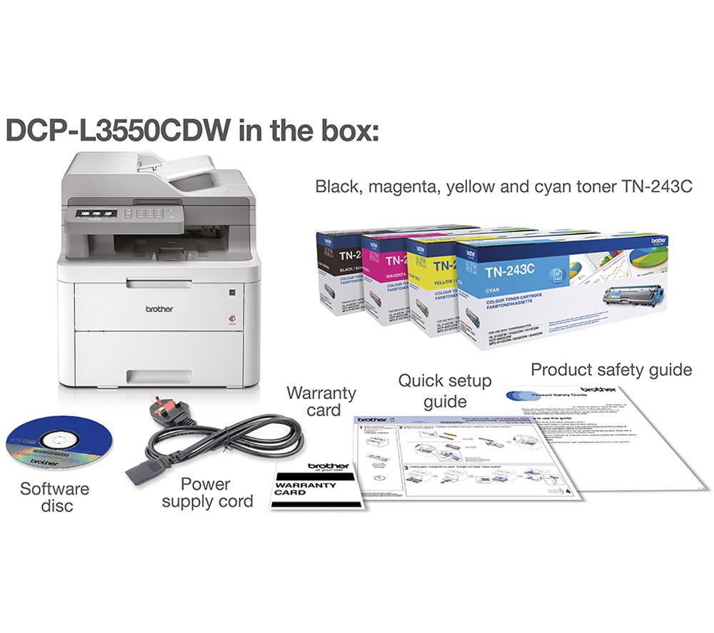 Buy BROTHER DCPL3550CDW AllinOne Wireless Laser Colour Printer Currys