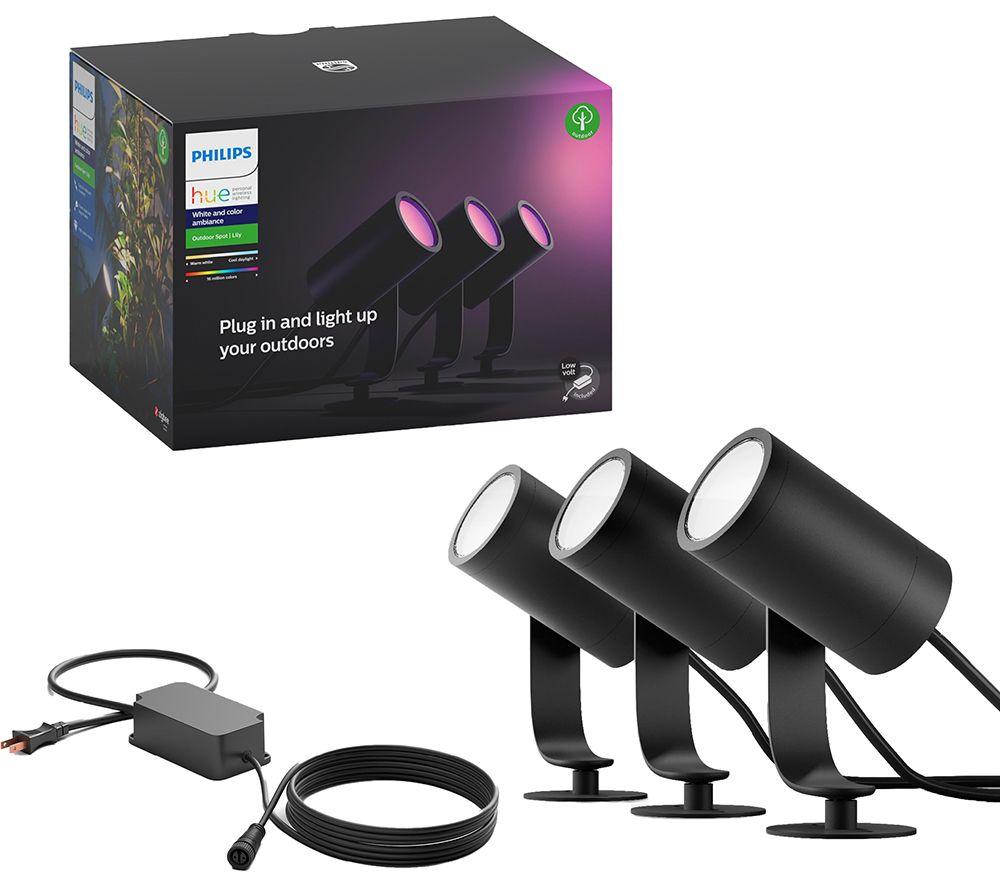 PHILIPS HUE Lily White & Colour Ambiance LED Smart Outdoor Spotlight - Triple Pack