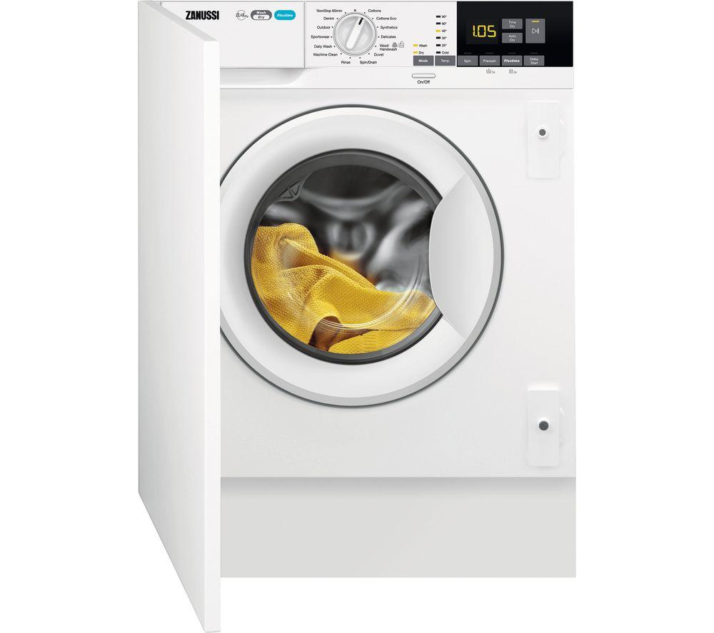 ZANUSSI Z816WT85BI Integrated 8 kg Washer Dryer, White