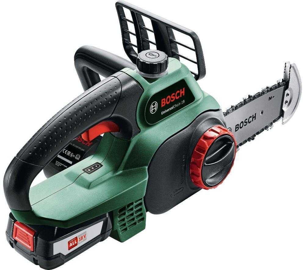 Bosch Home and Garden UniversalChain 18 Rechargeable battery Chainsaw +  battery, + guard Blade length 200 mm