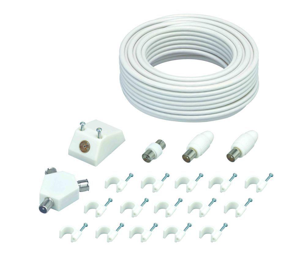 LOGIK LAEK19 Aerial Cable & Adapters Extension Kit - 15 m, White