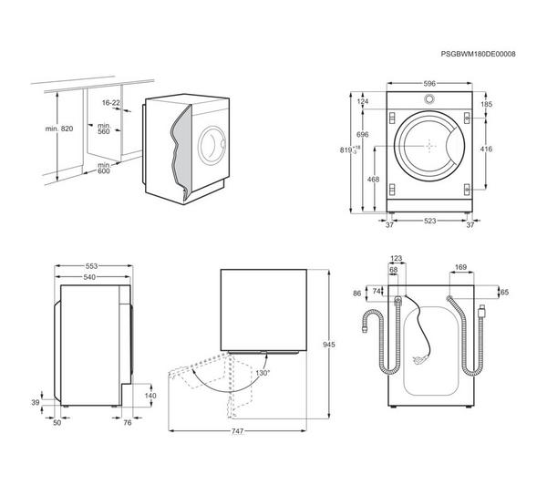AEG L7WC8632BI Integrated 8 kg Washer Dryer image number 8