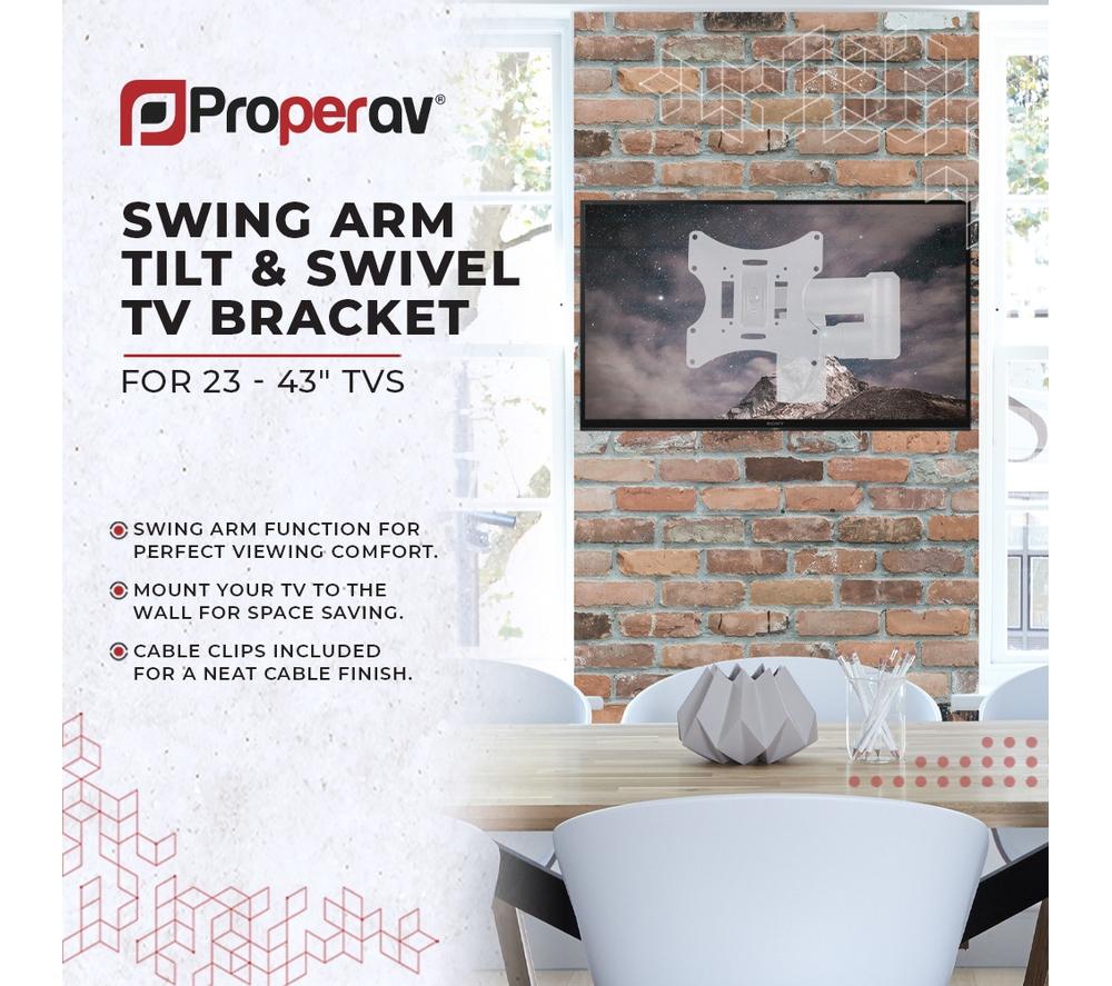 PROPERAV Tilt & Swivel 23-46" TV Bracket - White image number 2 of 9