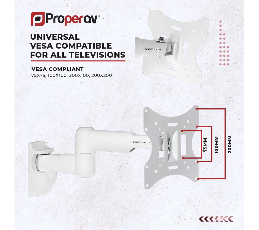 PROPERAV Tilt & Swivel 23-46" TV Bracket - White image number 3 of 9