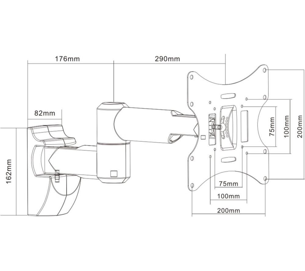 PROPERAV Tilt & Swivel 23-46" TV Bracket - White image number 8 of 9