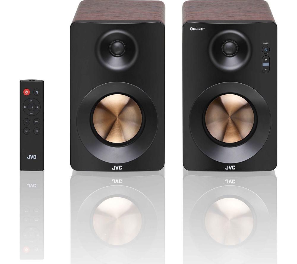 JVC XS-D629BM 2.0 Bluetooth Bookshelf Speakers - Walnut, Black,Brown