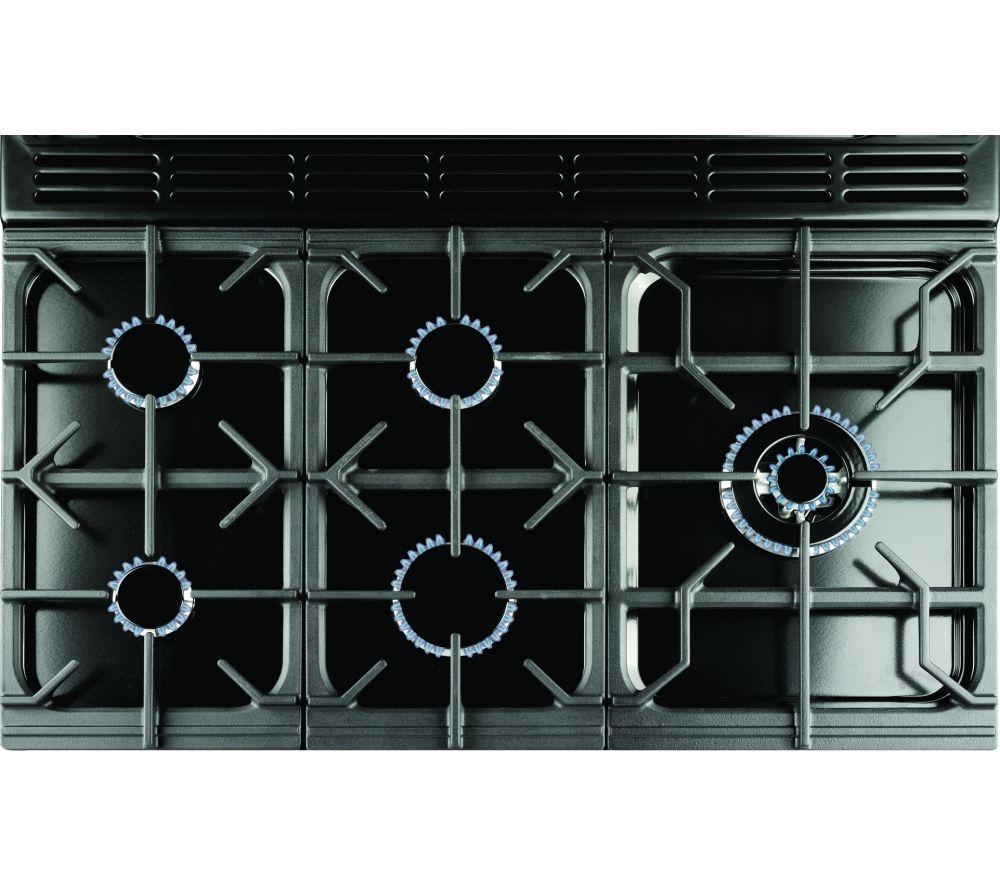 RANGEMASTER Professional Deluxe 90 Dual Fuel Range Cooker - Black & Chrome image number 2 of 7