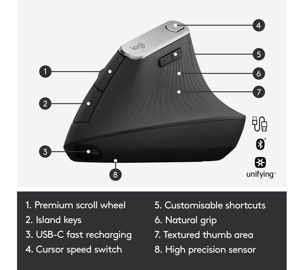 LOGITECH MX Vertical Ergonomic Optical Mouse image number 7 of 23