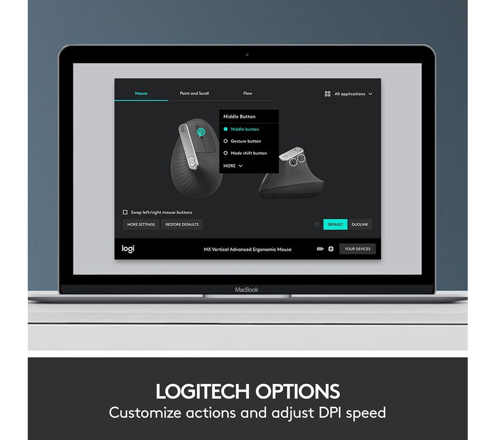 LOGITECH MX Vertical Ergonomic Optical Mouse image number 19 of 23