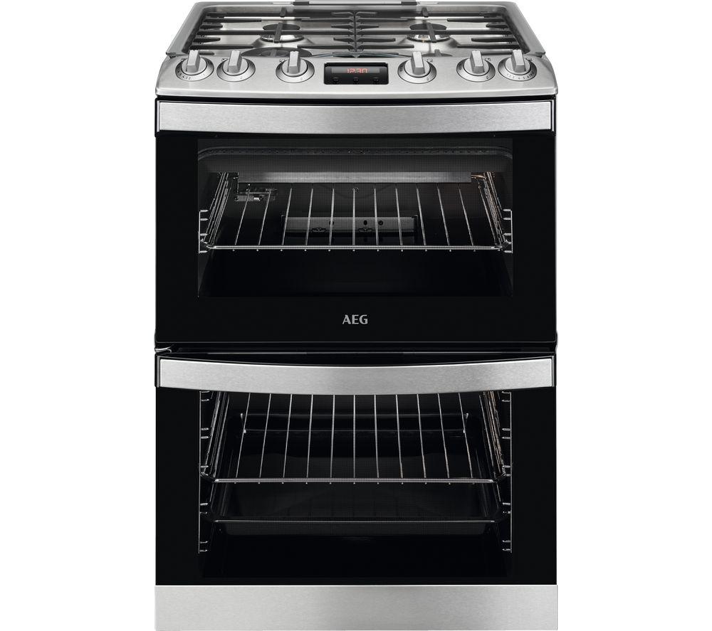 AEG CGB6130ACM 60 cm Gas Cooker ? Stainless Steel & Black, Stainless Steel