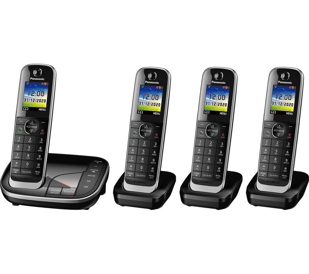 PANASONIC KX-TGJ424EB Cordless Phone - Quad Handsets, Black, Black