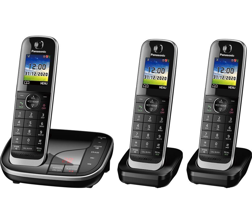 PANASONIC KX-TGJ423EB Cordless Phone - Triple Handsets, Black, Black