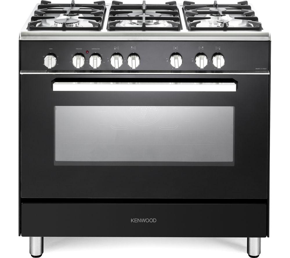 KENWOOD CK306 90 cm Dual Fuel Range Cooker – Black & Chrome, Black