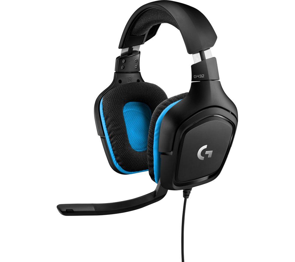 LOGITECH G432 Gaming Headset - Black & Blue, Black,Blue