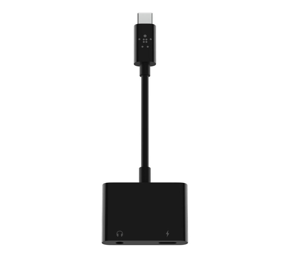 Belkin RockStar 3.5mm Audio + USB-C Charge Adapter (USB-C Audio Adapter for Google Pixel 3/3XL, iPad Pro, Samsung Galaxy S20/S20+, S20 Ultra, Note 10/10+, S10/S10+ and others) , Black