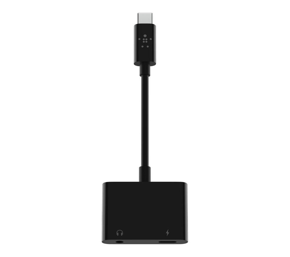 BELKIN F7U080btBLK Dual USB-C Aux and Charge Adapter, Black