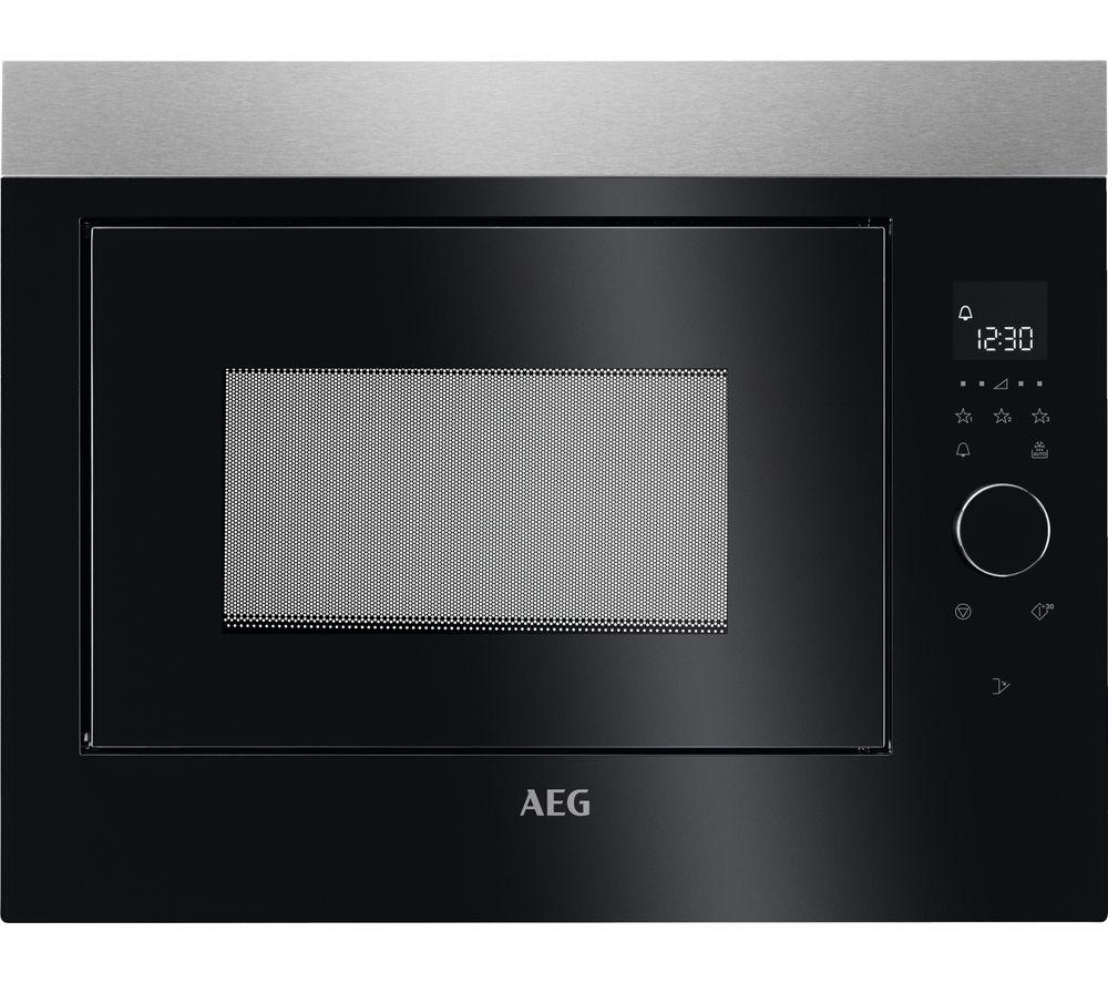 Image of AEG MBE2658SEM Built-in Solo Microwave - Black & Stainless Steel, Stainless Steel