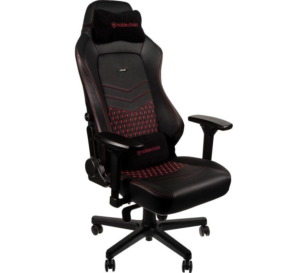 NOBLE CHAIRS HERO Real Leather Gaming Chair - Black & Red