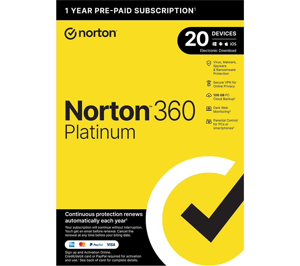 NORTON 360 Platinum - 1 year for 20 devices