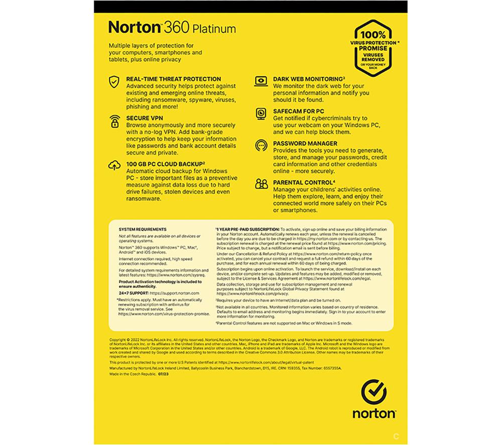 NORTON 360 Platinum - 1 year (automatic renewal) for 20 devices image number 2 of 8