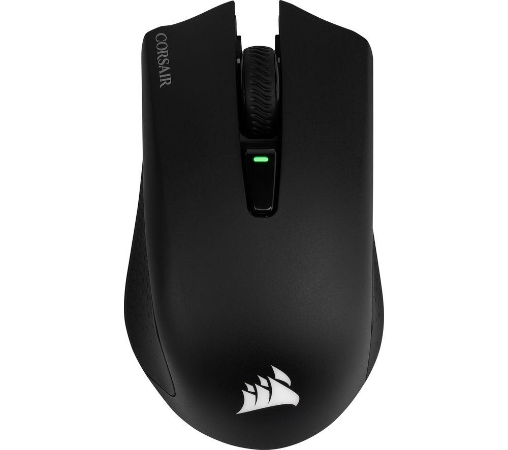 Corsair Harpoon Wireless RGB Wireless Rechargeable Optical Gaming Mouse - Black & MM100 Medium Cloth Surface Mousepad (Glide-Optimised Textile Surface, Anti-Slip Base) - Black