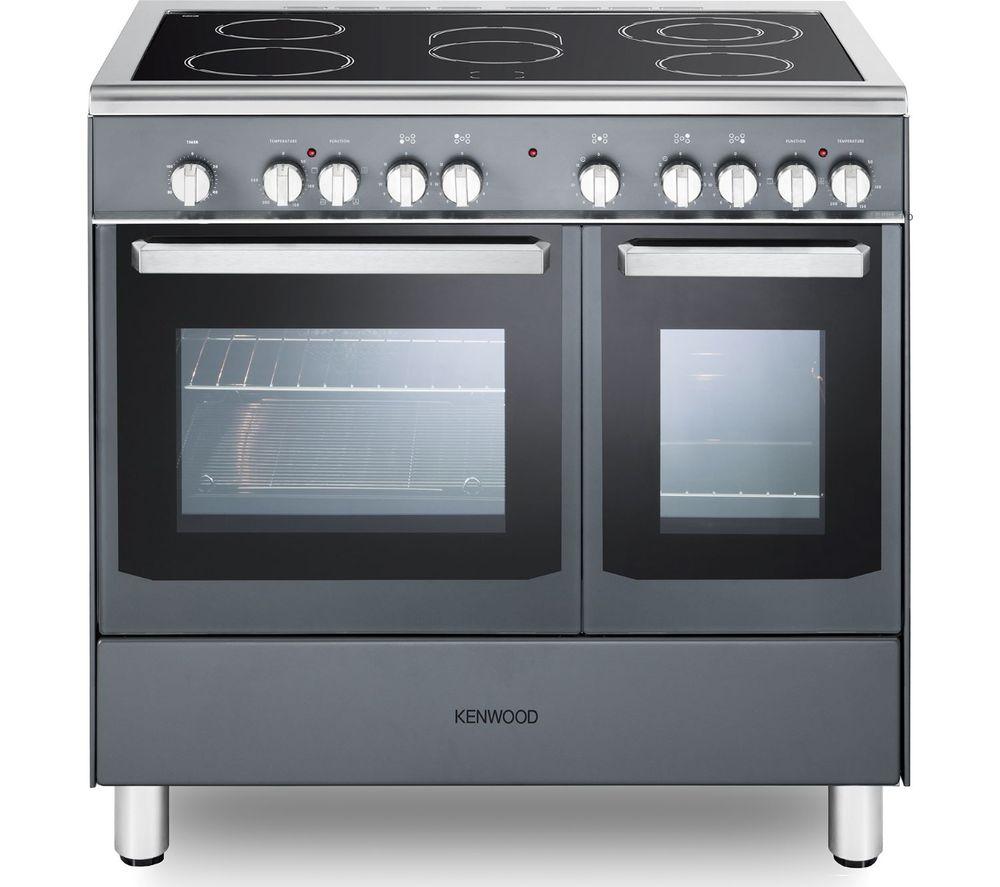 KENWOOD CK418SL 90 cm Electric Ceramic Range Cooker - Slate Grey & Chrome, Silver/Grey