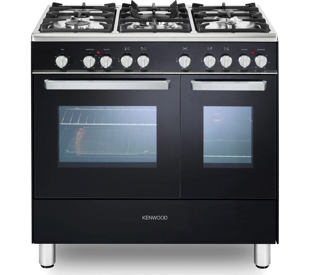 KENWOOD CK406 90 cm Dual Fuel Range Cooker - Black & Chrome, Black