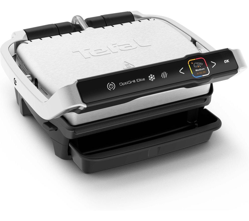 TEFAL Optigrill Elite GC750D40 Smart Health Grill - Silver & Black