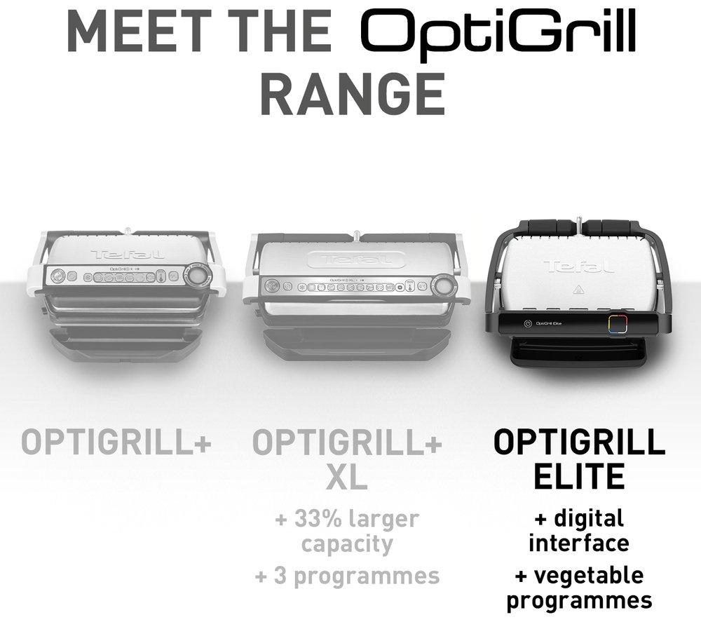 TEFAL Optigrill Elite GC750D40 Smart Health Grill - Silver & Black image number 2 of 15
