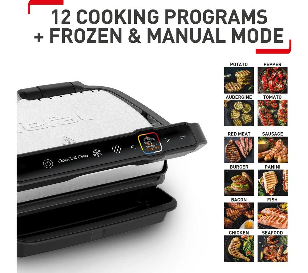 TEFAL Optigrill Elite GC750D40 Smart Health Grill - Silver & Black image number 4 of 15