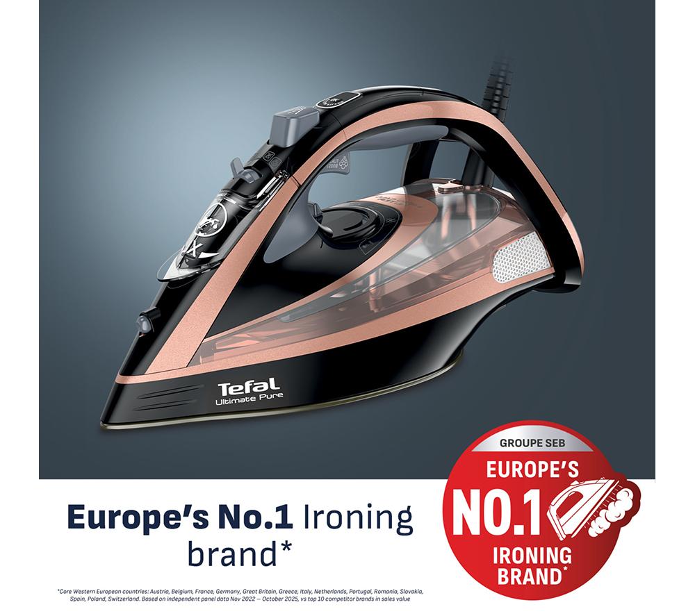 TEFAL Ultimate Pure FV9845 Steam Iron - Black & Rose Gold image number 2 of 9